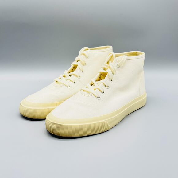 Everlane Shoes Womens 7 Off White High Top Organic Cotton Canvas Sneakers - Picture 4 of 13